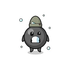 cute cartoon dot symbol with shivering expression