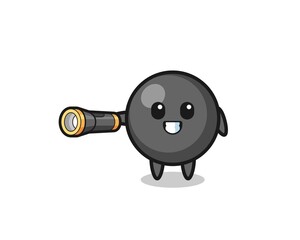 dot symbol mascot holding flashlight