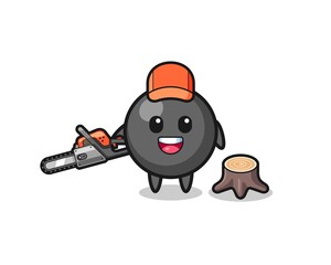 dot symbol lumberjack character holding a chainsaw