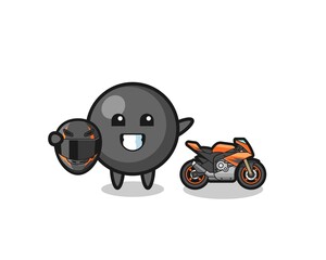 cute dot symbol cartoon as a motorcycle racer