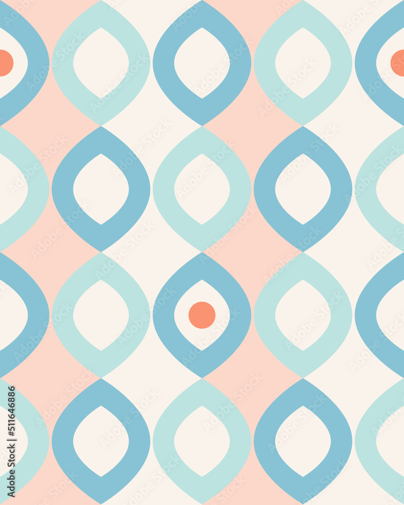 Wall mural vector retro geometric pattern in pastel colors. simple texture made of lattices in gentle tones. ba