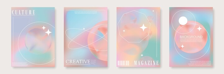 Creative Abstract Minimalist Cards Set with Gradient Texture. Vector Modern Design for Wall Decor, Card, Print, Poster or Cover.