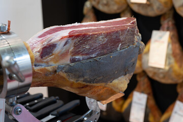 Raw Ham Leg inside Cutting Holder