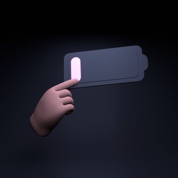 The hand holds the icon discharged. 3d render illustration.
