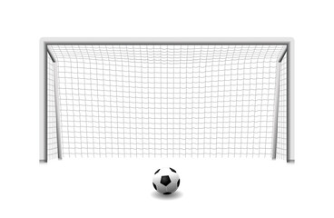 
realistic black and white soccer gate icon 

sport. soccer goal net illustration. football 

netting and ball black and white.
