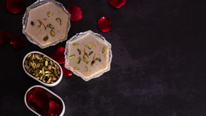 HEALTHY RABDI IN SERVING BOWL IN DARK BACKGROUND