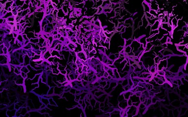 Dark Pink vector doodle template with branches, leaves.