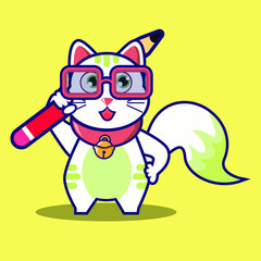 Cute cat cartoon illustration