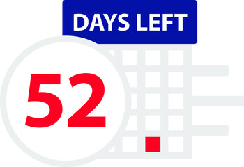 52 days left. Vector illustration.