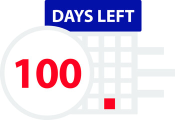 100 days left. Vector illustration.