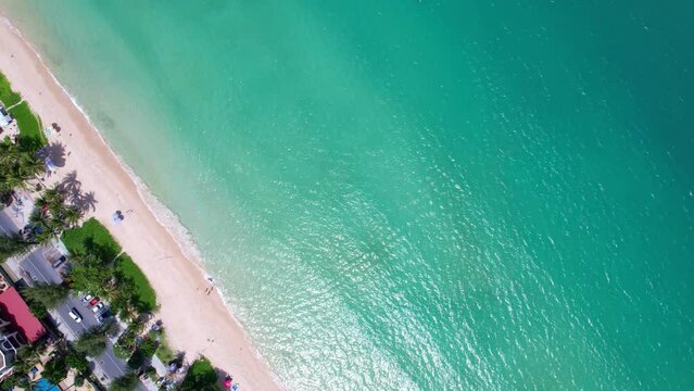Phuket Patong beach top down view from drone camera, Beautiful patong beach Phuket Thailand Amazing sea beach sand tourist travel destination in the andaman sea Beautiful island on June 17-2022