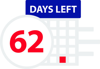 62 days left. Vector illustration.