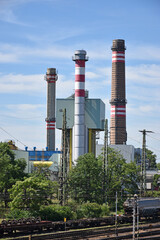 Obraz premium Smoke stacks of the power station