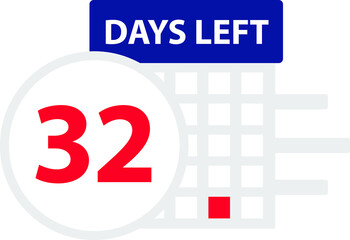 32 days left. Vector illustration.