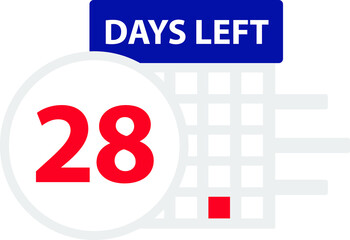 28 days left. Vector illustration.