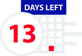13 days left. Vector illustration.