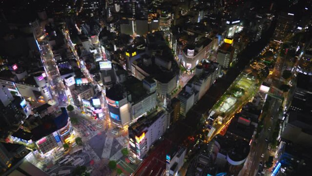 夜の渋谷の映像（早送り映像・ぼかし有り）