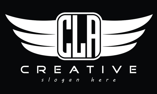 CLA three-letter Wing minimal typography font Monogram emblems flying logo. Vector template