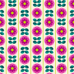 Geometric flower and leaf seamless pattern background.