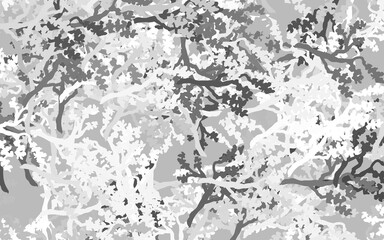 Light Gray vector doodle pattern with leaves, branches.