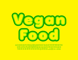 Vector bright logo Vegan Food. Modern Creative Font. Artistic Alphabet Letters and Numbers set