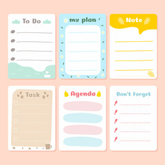 illustration vector Blank reminder paper notes, sticky note pad with tape, memo pad, memo, planner, reminder, message. - obrazy, fototapety, plakaty