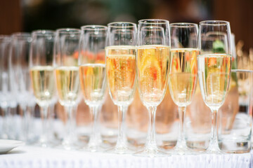 champagne and lemonade on the catering table