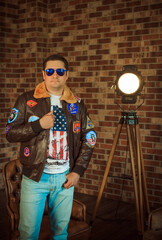 European or American man portrait. Men's beauty, fashion, classic style. Portrait of a elegant mature businessman on studio background