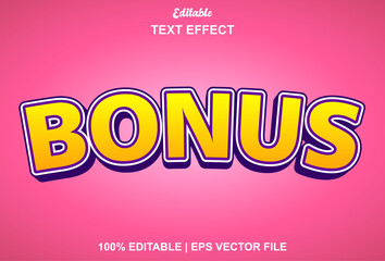 bonus text effect with yellow color editable.