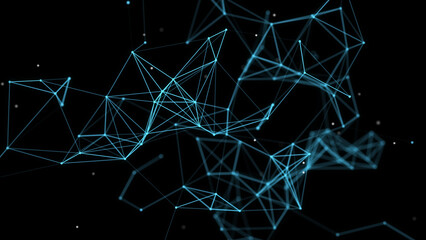 Network connection technology. Abstract background with points and lines. Digital futuristic backdrop. Big data visualisation. 3D rendering.