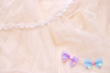 コットンレースとチュールリボン