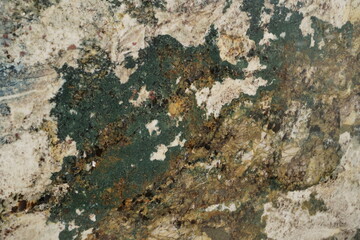 Close up of stone slab shows beautiful natural mineral pattern that perhaps flowed in Paleolithic period, resulted in stunning graphic in various forms under the crust. Unique in characters are formed