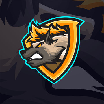 Hyna masscot logo esport illustration premium vector