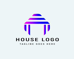 House logo design template, real estate logo with a building