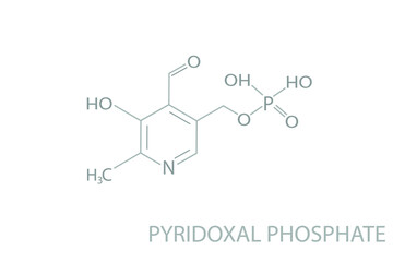 Pyridoxal phosphate molecular skeletal 3D chemical formula.	