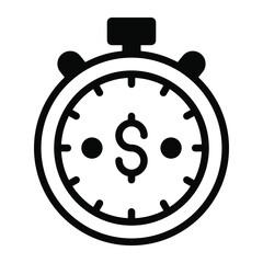 stopwatch Finance Related Vector Line Icon. Editable Stroke Pixel Perfect.
