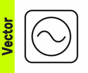 Black line AC voltage source symbol icon isolated on white background. Alternating current symbol. Vector