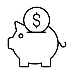 piggy bank Finance Related Vector Line Icon. Editable Stroke Pixel Perfect.