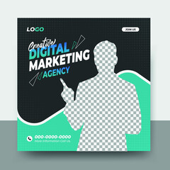 Modern Creative digital marketing solution agency social media post design vector template
