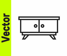 Black line Furniture nightstand icon isolated on white background. Vector