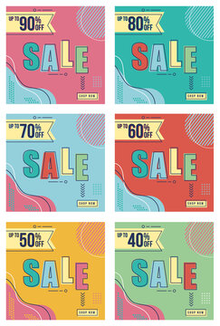 Sale social post abstract geometric shapes in pastel colours