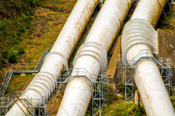 Pipes on a hill in the Snowy Mountains