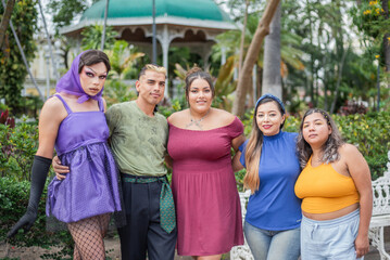 Group of different people hugging each other. Concept of friendship, respect, equality, diversity.