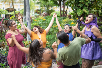 Group of different people having fun together. Concept of friendship, respect, equality, diversity.