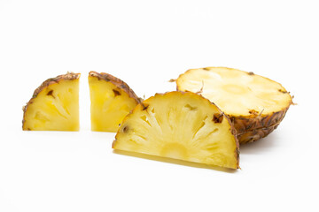 slice pineapple isolated on white background with cliping path