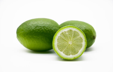 Green Lemon isolated on white background