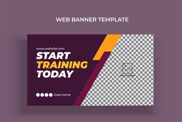 Youtube thumbnail and web banner template for gym fitness workout	