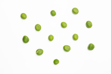 Pile of green wet pea isolated on white background