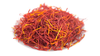 Fototapeta premium Saffron threads spice isolated on white background