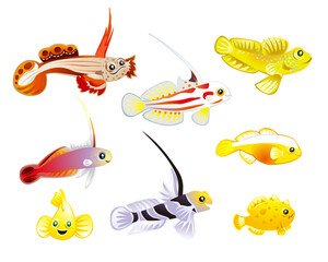 Naklejka premium ハゼの仲間達